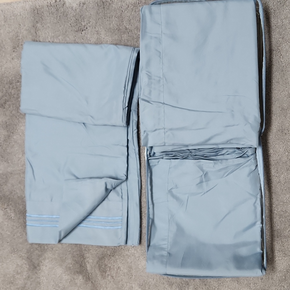 Mellanni 1 Flat Sheet 2 Pillowcases Blue Hydrangea Color King